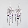 Natural Amethyst Dangle Earrings EJEW-JE02104-03-1