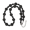 Natural Lava Rock Coin Beaded Necklaces GG-CBA922D-06A-4