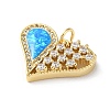 Brass Micro Pave Clear Cubic Zirconia Pendants KK-C045-01C-G-2