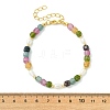 Natural Multicolor Tourmaline & Brass Beaded Bracelets for Women BJEW-JB13959-4