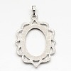 Oval Alloy Pendant Cabochon Open Back Settings PALLOY-F041-01-2