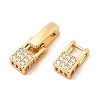Brass Micro Pave Clear Cubic Zirconia Fold Over Clasps KK-C075-36G-2