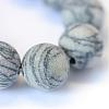 Frosted Natural Black Silk Stone/Netstone Round Bead Strands G-E334-10mm-25-4