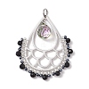 Boho Faceted Natural Black Onyx(Dyed & Heated) & Glass Teardrop Pendants PALLOY-MZ00407-1