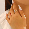 Brass Rhinestone Cuff Open Rings for Women WG06C1A-13-1