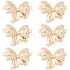 8Pcs Brass Micro Pave Clear Cubic Zirconia Connector Charms KK-BBC0018-59-1