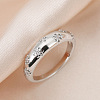 Flower Pattern Brass Micro Pave Clear Cubic Zirconia Finger Rings FS-WGC0799-07-1