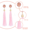 ANATTASOUL 8 Pairs 8 Colors Rose with Cotton Tassel Dangle Stud Earrings EJEW-AN0001-68-3