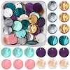 56Pcs 7 Colors Dyed Natural Flat Round Shell Pendants SHEL-FS0001-13-1