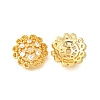 Flower Brass Micro Pave Clear Cubic Zirconia Bead Caps KK-V008-33G-1