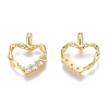 Brass Micro Pave Clear Cubic Zirconia Charms ZIRC-O035-28G-2