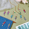 Alloy Enamel Cat with Number Pendant Locking Stitch Markers HJEW-AB00005-4