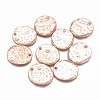 Alloy Blank Flat Round Hammered Pendants PALLOY-M031-07RG-1