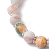 Frosted Natural & Synthetic Mixed Gemstone Round Beaded Stretch Bracelets for Women Men BJEW-JB12471-03-3