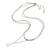 Non-Tarnish 304 Stainless Steel Curb & Herringbone Chains Double Layer Necklaces LS-NJEW-P280-01P-2