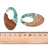 Transparent Resin and Walnut Wood Pendants RESI-T057-02I-4