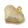 Heart Rack Plating Brass Micro Pave Clear Cubic Zirconia Pendant KK-U019-18G-01-2