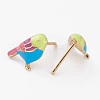 Brass Enamel Stud Earrings EJEW-C502-04G-2