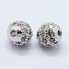 Brass Cubic Zirconia Beads ZIRC-F001-31-4mm-P-1