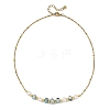 Rondelle Natural Larimar & Natural Cultured Freshwater Pearl Beaded Necklaces with 304 Stainless Steel Satellite Chains NJEW-JN06641-3