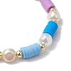4Pcs 4 Colors Flat Round Polymer Clay Beads Stretch Bracelets for Women BJEW-JB11647-5