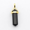 Natural Dyed & Heated Black Agate Bullet Double Terminated Pointed Pendants G-P053-G33O-2