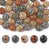 40Pcs 5 Colors Printed Schima Wood Beads WOOD-FS0001-47-1