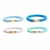 4Pcs 4 Color Handmade Polymer Clay Heishi Surfer Stretch Bracelets Set BJEW-JB07754-1