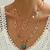 Natural Turquoise Teardrop Double Layer Necklaces UL0638-1