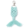 Handmade Macrame Cotton Threads Mermaid Tail Pendant Decoration HJEW-JM02626-4