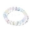 Macaron Color Dyed Natural Selenite Round Beaded Stretch Bracelet X-BJEW-D024-01A-1