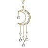 Nuggets Natural Quartz & Brass Moon Hanging Suncatchers HJEW-JM04253-02-2