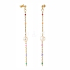 Natural Pearl Beaded Long Chain Dangle Stud Earrings for Women EJEW-JE04820-3