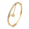 Rhinestone Heart Charms Bangles for Women BJEW-F474-09G-1