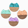 Transparent Resin & Walnut Wood Pendants RESI-S389-001A-B-1