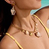 304 Stainless Steel with Natural Shell Starfish Sea Horse Pendant Bib Necklaces for Women FS-WG01E94-02-2