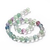 Natural Rainbow Fluorite Round Bead Strands G-P070-31-12mm-4