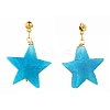 Natural Agate Star Dangle Stud Earrings EJEW-JE04420-05-2