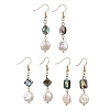 Geometric Shape Abalone Shell/Paua Shell & Natural Keshi Pearl Dangle Earrings for Women EJEW-JE07338-3