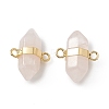 Natural Rose Quartz Double Terminal Pointed Connector Charms G-P491-11G-05-2