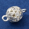 Brass Micro Pave Clear Cubic Zirconia Connector Charms KK-A230-06F-S-2