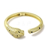 Brass Pave Clear & Green Cubic Zirconia Leopard Open Cuff Bangle for Women BJEW-K246-20B-G-2