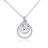 Flat Round with Flower Magnifying Glass Pendant Alloy Rope Chain Necklaces for Women NJEW-WH0013-74S-8