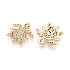 Brass Micro Pave Clear and Black Cubic Zirconia Turtle Links Connector Charms KK-T074-124G-2