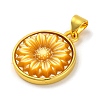 Natural Yellow Shell Carved Sunflower Pendants KK-D537-03G-01-2