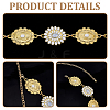 1Pc Alloy Oval with Flower Link Chain Waist Belly Chains for Women AJEW-GF0013-42-6