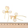 Brass ABS Plastic Pearl Dangle Stud Earrings EJEW-U040-20G-5