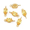 SHEGRACE Brass Pave Cubic Zirconia Oval Connector Charms XGRQ2O646-437C-G-2