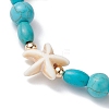 Turtle & Starfish Synthetic Turquoise Beaded Stretch Bracelet BJEW-JB09955-4