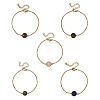 Half Round Natural Gemstone Bead Link Bracelets BJEW-JB14119-3
